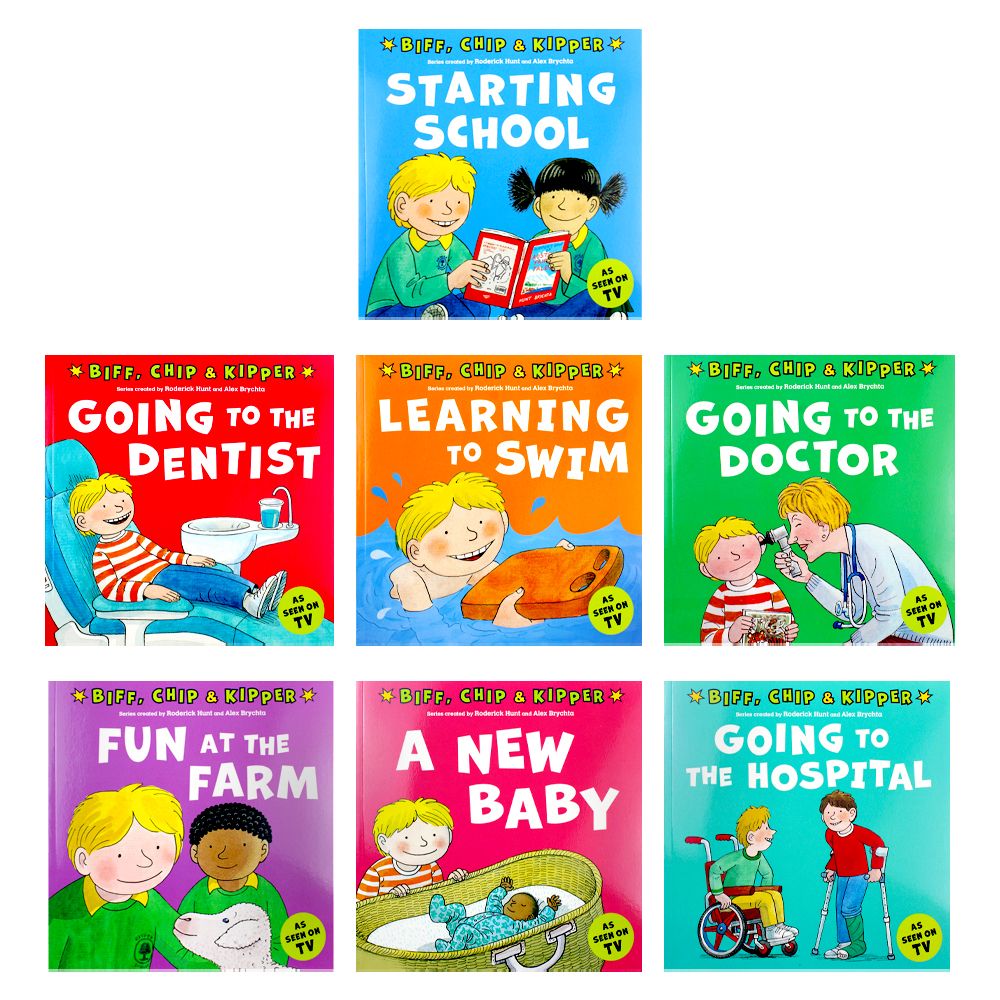 First Experiences with Biff, Chip & Kipper– 8 Book Set| Learning to Swim, Starting School,Going to the Dentist & More| Kids Age 5+ Educational Stories