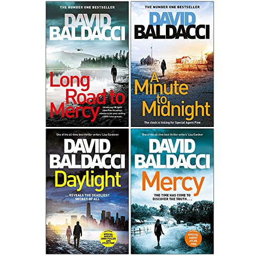 David Baldacci Atlee Pine Series 4 Book Collection Set – Long Road to Mercy, Minute to Midnight, Daylight, Mercy – Thriller Mystery Fiction Bestseller