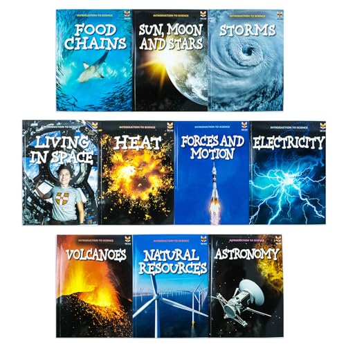 Children's Science Books | Beginner STEM 10 Book Set: Astronomy, Electricity, Food Chains, Forces, Heat, Storms, Sun, Moon & More (8+ years)