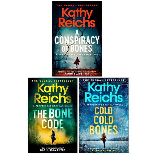 Temperance Brennan Series 19-21 Book Collection by Kathy Reichs | Mystery Thriller Novels: Cold Bones, Conspiracy of Bones, Bone Code | Crime, Fiction