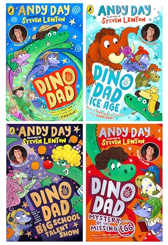 Dino Dad Series 4 Books Collection Set By Andy Day (Dino Dad, Ice Age, Big School Talent Show and Mystery of the Missing Egg) | Paperback