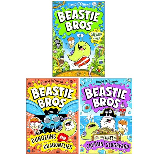Beastie Bros Series 3 Books Collection Set By David O'Connell (The Cabbage Juice Crime, Dungeons and Dragonflies and The Curse of Captain Slugbeard) | Paperback