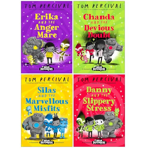 Dream Defenders Series 4 Books Collection Set by Tom Percival (Erika and the Angermare, Chanda and the Devious Doubt, Silas and the Marvellous Misfits, Danny and the Slippery Stress) | Paperback