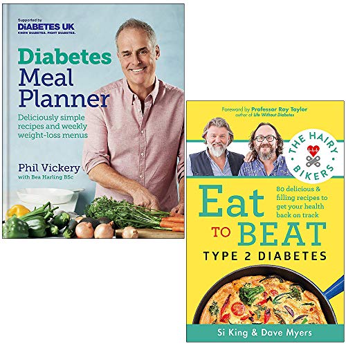 Diabetes Meal Planner & Eat to Beat Type 2 Diabetes– 2 Book Set |Healthy Recipes, Meal Prep & Cooking Tips for Diabetes by Phil Vickery & Hairy Bikers