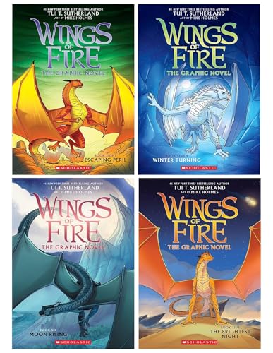 Wings of Fire Series Book 5-8 By Tui T. Sutherland Graphic Novel 4 Books Collection (The Brightest Night, Moon Rising, Winter Turning and Escaping Peril)