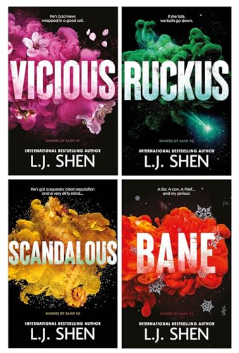 Sinners of Saint Series by L.J. Shen 4 Books Collection Set (Vicious, Ruckus, Scandalous and Bane) | Paperback