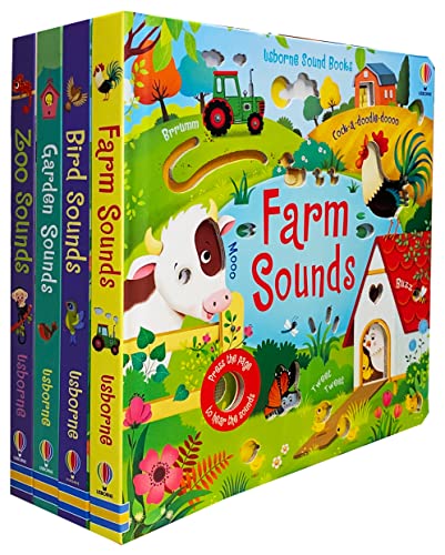 Usborne Sound Books Collection 4 Books Set (Series 2) By Sam Taplin (Farm Sounds, Bird Sounds, Garden Sounds, Zoo Sounds)
