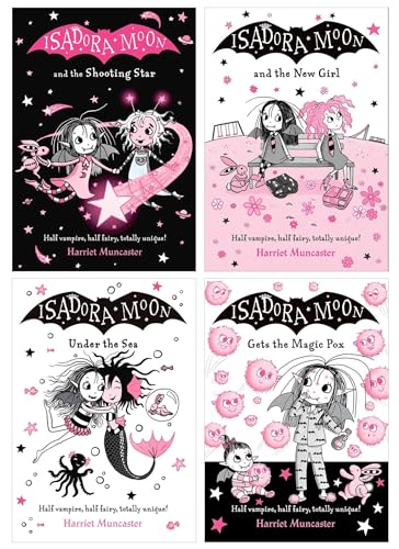 Isadora Moon 4 Book Collection (Vol. 14–17) by Harriet Muncaster | Magical Kids' Fantasy Series – Shooting Star, Magic Pox, New Girl, Under the Sea