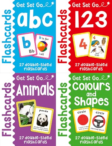 Get Set Go Early Learning Flashcards Ages 3+ – ABC, Numbers, Animals, Colours & Shapes | Early Childhood Education Card Tray Set