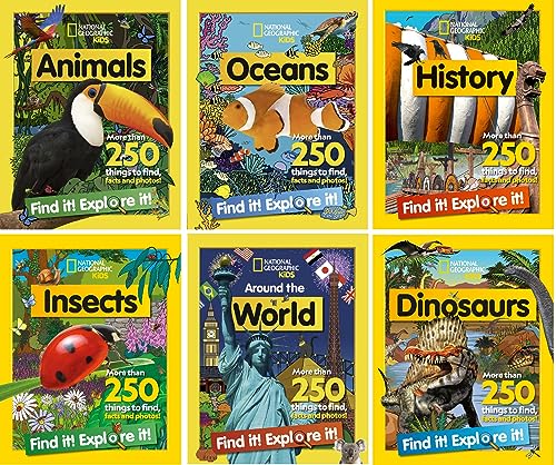National Geographic Kids Find It! Explore It! 6-Book Collection|Educational Nonfiction Series on Animals, Oceans, Dinosaurs, Insects, Nature & History