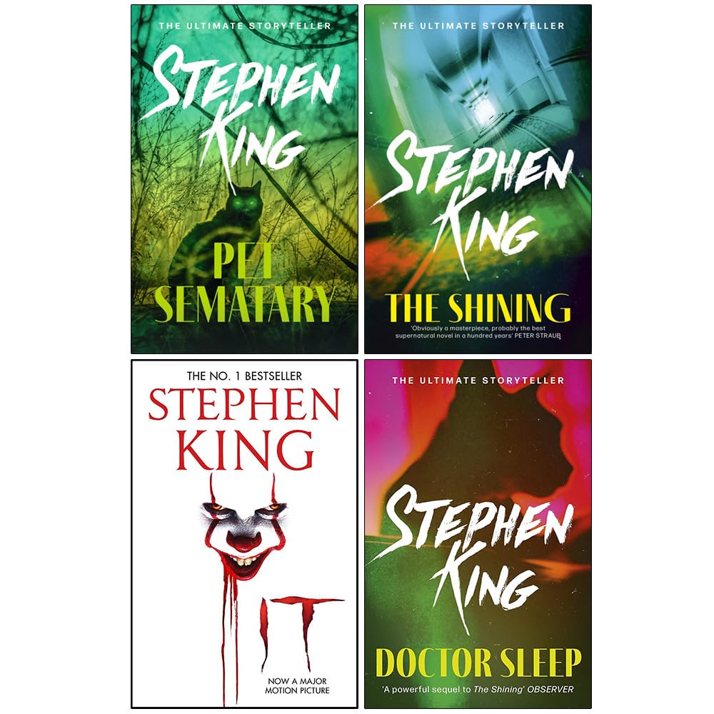 Stephen King Collection 4 Book Set β The Shining, Pet Sematary, IT, Doctor Sleep β Classic Horror, Thriller, Psychological Fiction, Paperback Novels