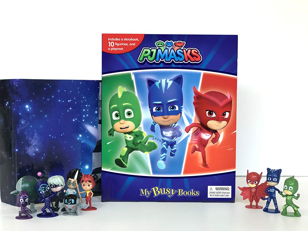 PJ Masks My Busy Book – Storybook with 10 Figurines & Playmat | Catboy, Gekko & Owlette | Interactive Read & Play Set for Kids 3+