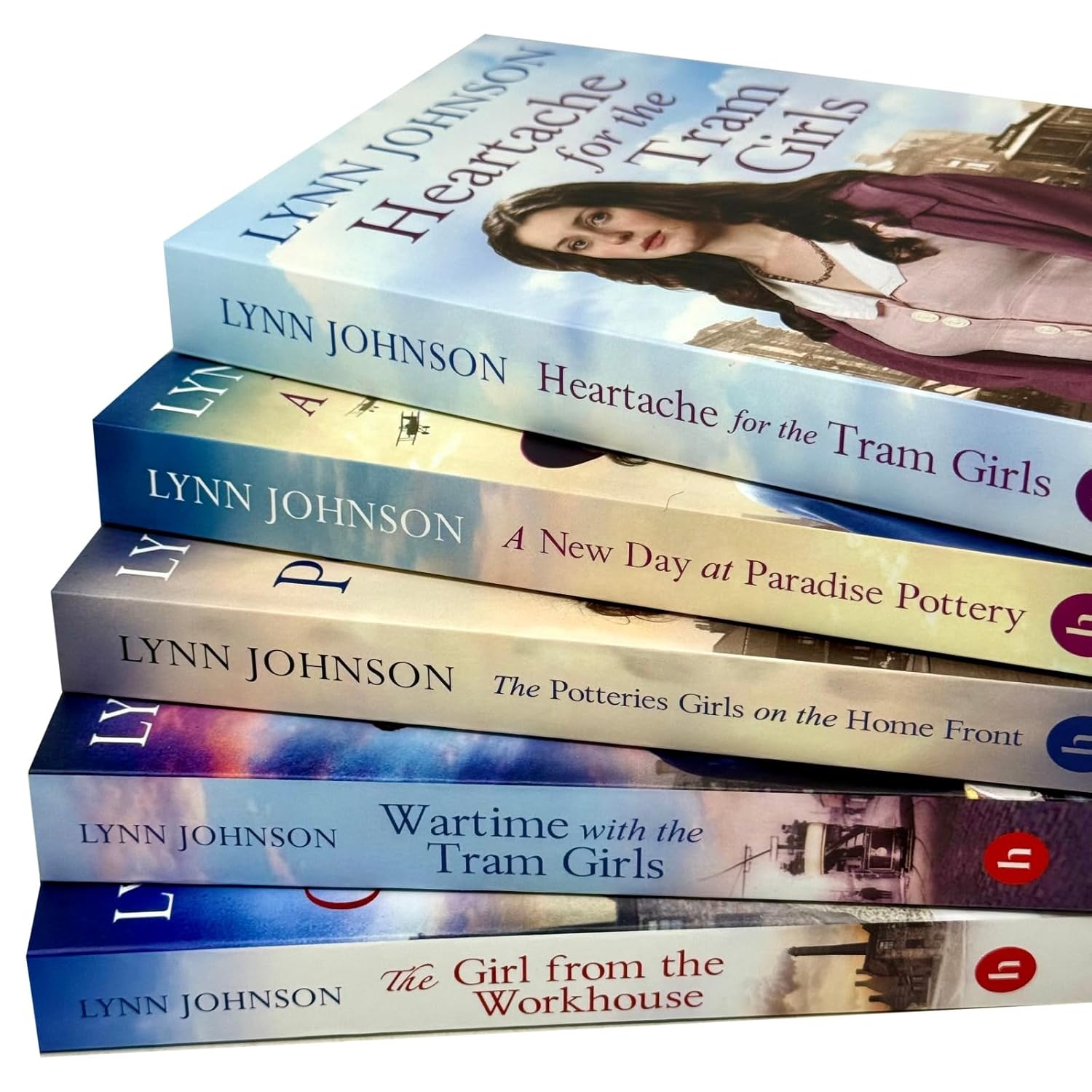 Lynn Johnson Series 5 Books Collection Set (The Girl from the Workhouse, Wartime with the Tram Girls, The Potteries Girls on the Home Front, Heartache For The Tram Girls, A New Day At Paradise Pottery)