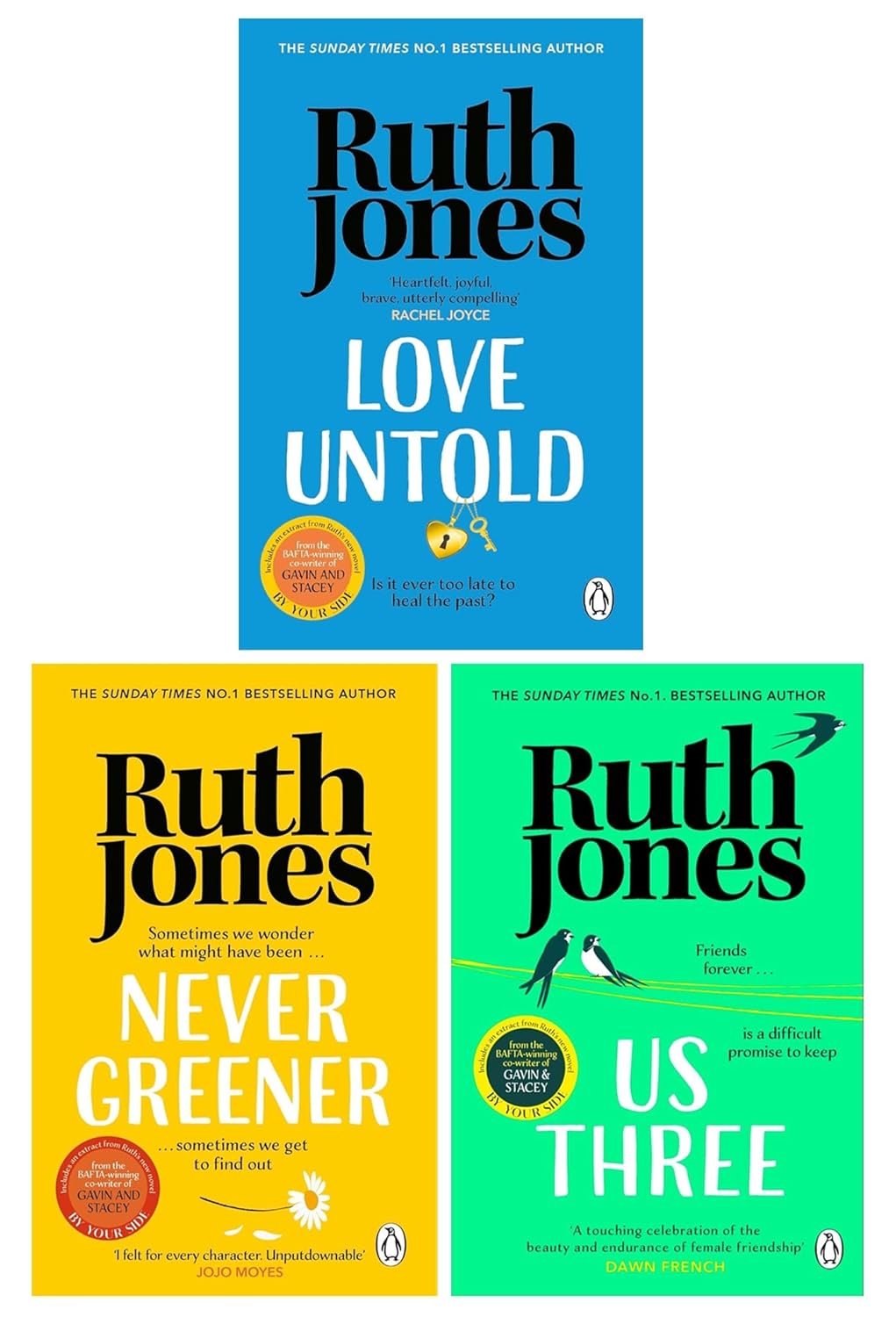 Ruth Jones 3 Books Collection Set (Never Greener, Us Three & Love Untold) | Paperback