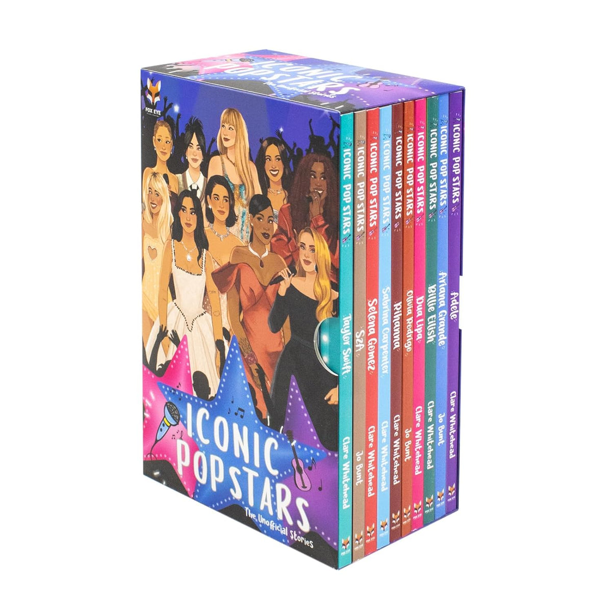 Iconic Music Pop stars 10 Story Books Box Set: Rise to Becoming a Super star (Taylor Swift, Sabrina Carpenter, Ariana Grande, Billie Eilish, SZA, Olivia ... Gomez, Adele, Dua Lipa) (Iconic Popstars) | Paperback