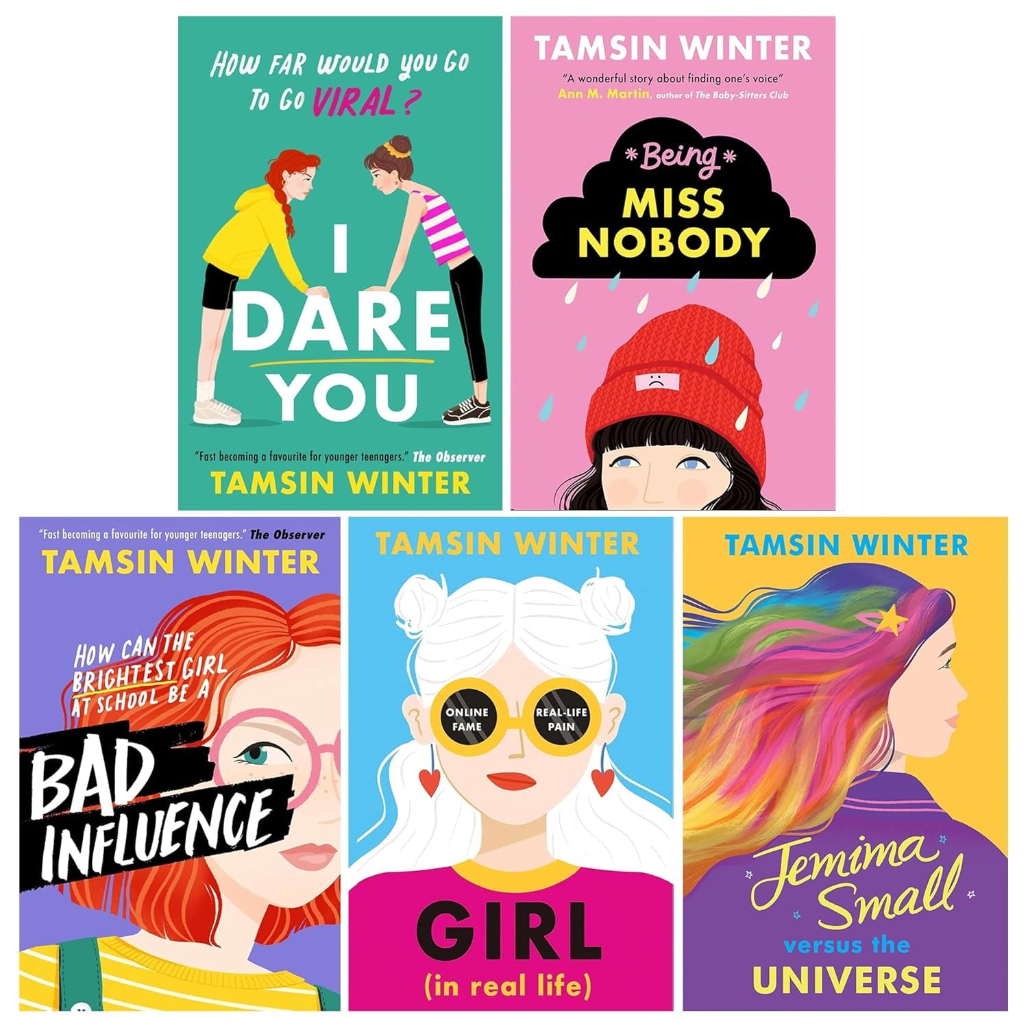 Tamsin Winter 5 Books Collection Set (Being Miss Nobody, Jemima Small Versus the Universe, Girl (In Real Life), Bad Influence and I Dare You) | Paperback