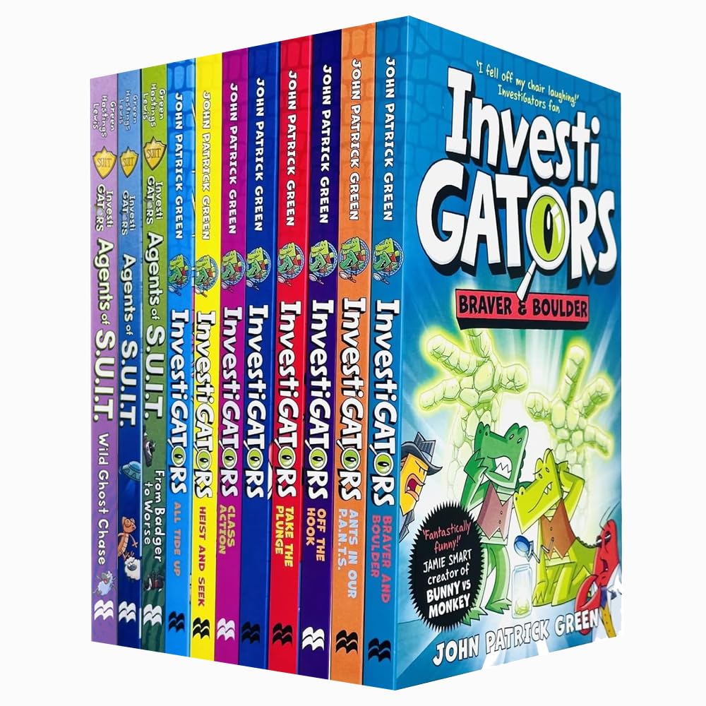 Investigators Series by John Patrick Green Collection 11 Books Set(InvestiGators, Take the Plunge, Off the Hook, Ants in Our P.A.N.T.S, Braver and Boulder,Heist and Seek,Agents of S.U.I.T. and More)
