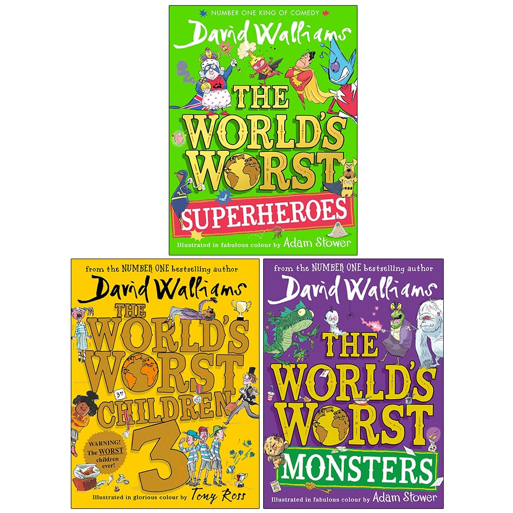 David Walliams Collection 3 Books Set (The World's Worst Superheroes, The World's Worst Children 3 and The World's Worst Monsters)