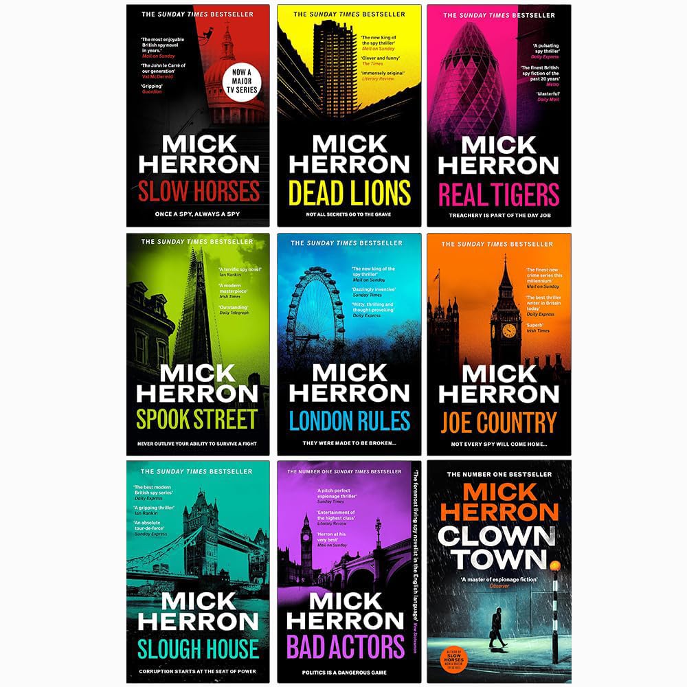 Slough House Thriller Series 1-9 Books Collection Set By Mick Herron (Slow Horses, Dead Lions, Real Tiger, Spook Street, London Rules, Joe Country, Slough House, Bad Actors and Clown Town) Paperback