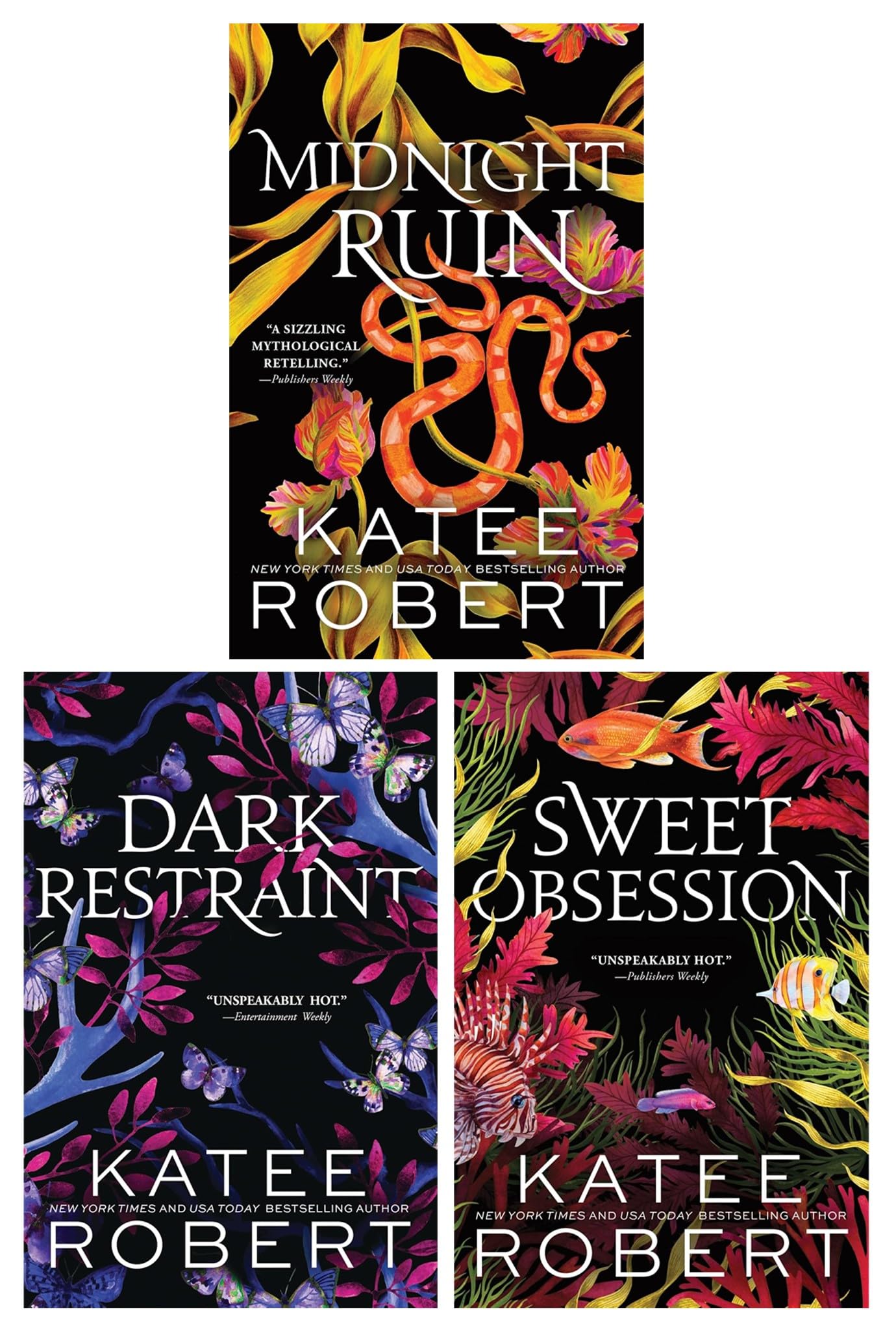 Dark Olympus Series Book 6 to 8 By Katee Robert 3 Books Collection Set (Midnight Ruin, Dark Restraint and Sweet Obsession)