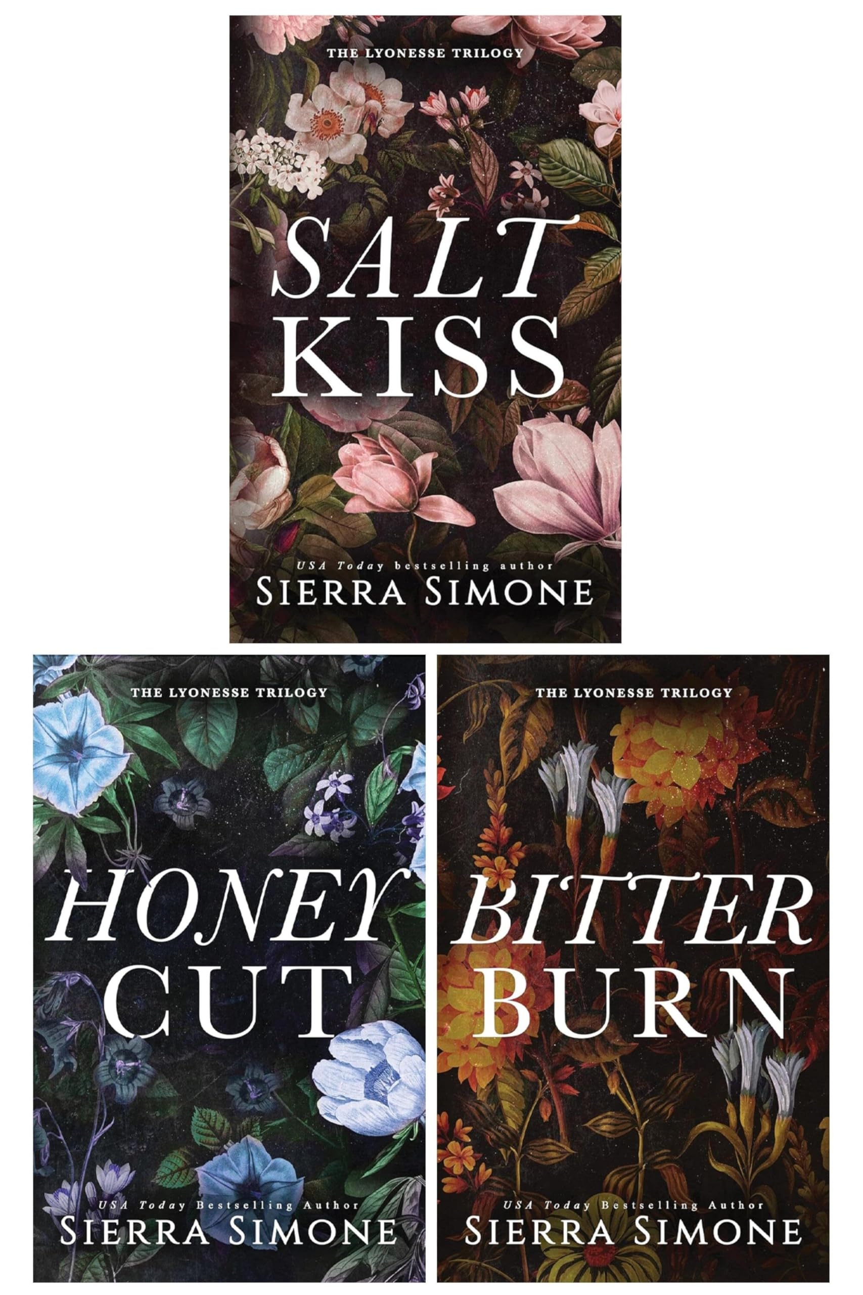 The Lyonesse Trilogy by Sierra Simone 3 Books Collection Set (Salt Kiss, Honey Cut and Bitter Burn)