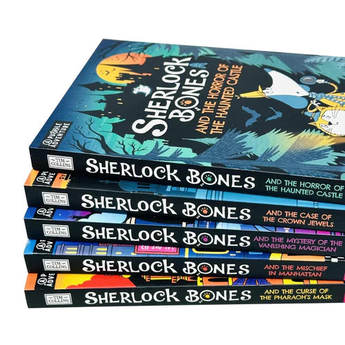 Adventures of Sherlock Bones By Tim Collins 5 Books Collection Set (Horror of the Haunted Castle, Mischief in Manhattan, Curse of the Pharaoh's Mask, Mystery of the Vanishing Magician and the Case of the Crown Jewel) | Paperback