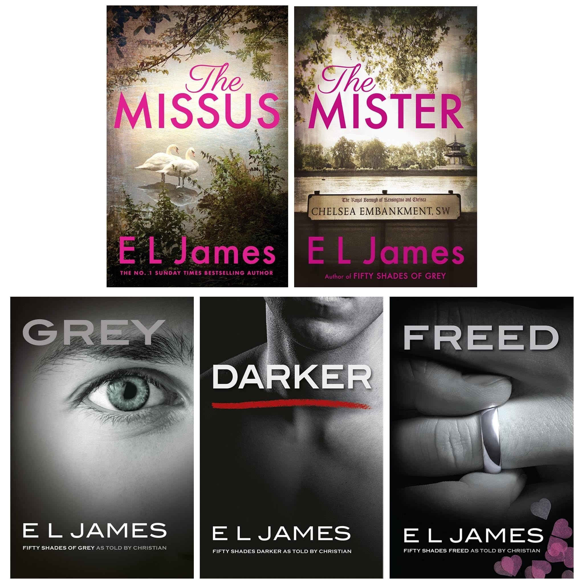 E L James 5 Book Collection Set – Grey, Darker, Freed, The Mister, The Missus | Romance, Fiction, Love Story, Erotic, Bestsellers, Adult Novels