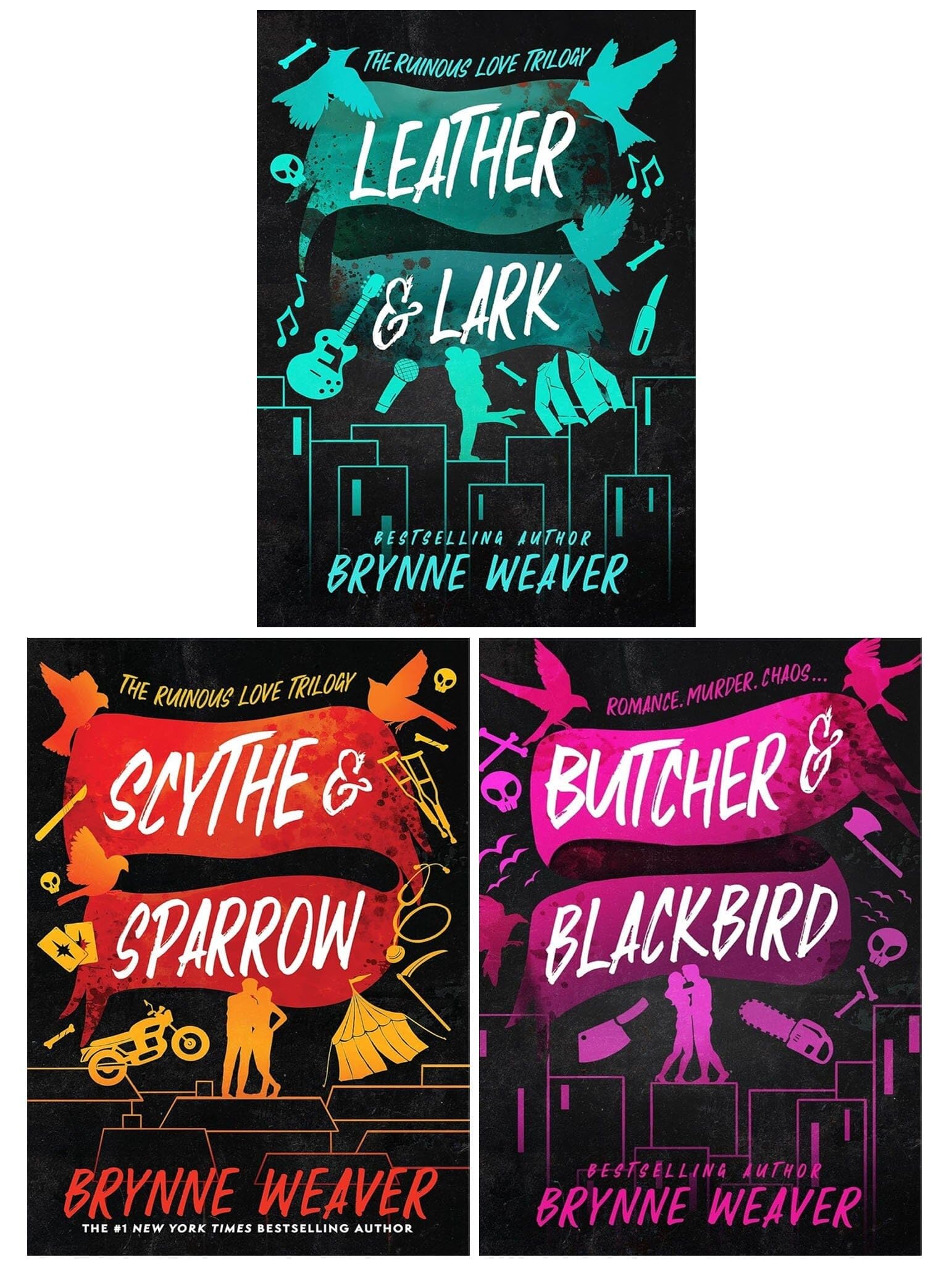 The Ruinous Love Trilogy By Brynne Weaver 3 books Collection Set (Butcher and Blackbird, Leather and Lark and Scythe and Sparrow)
