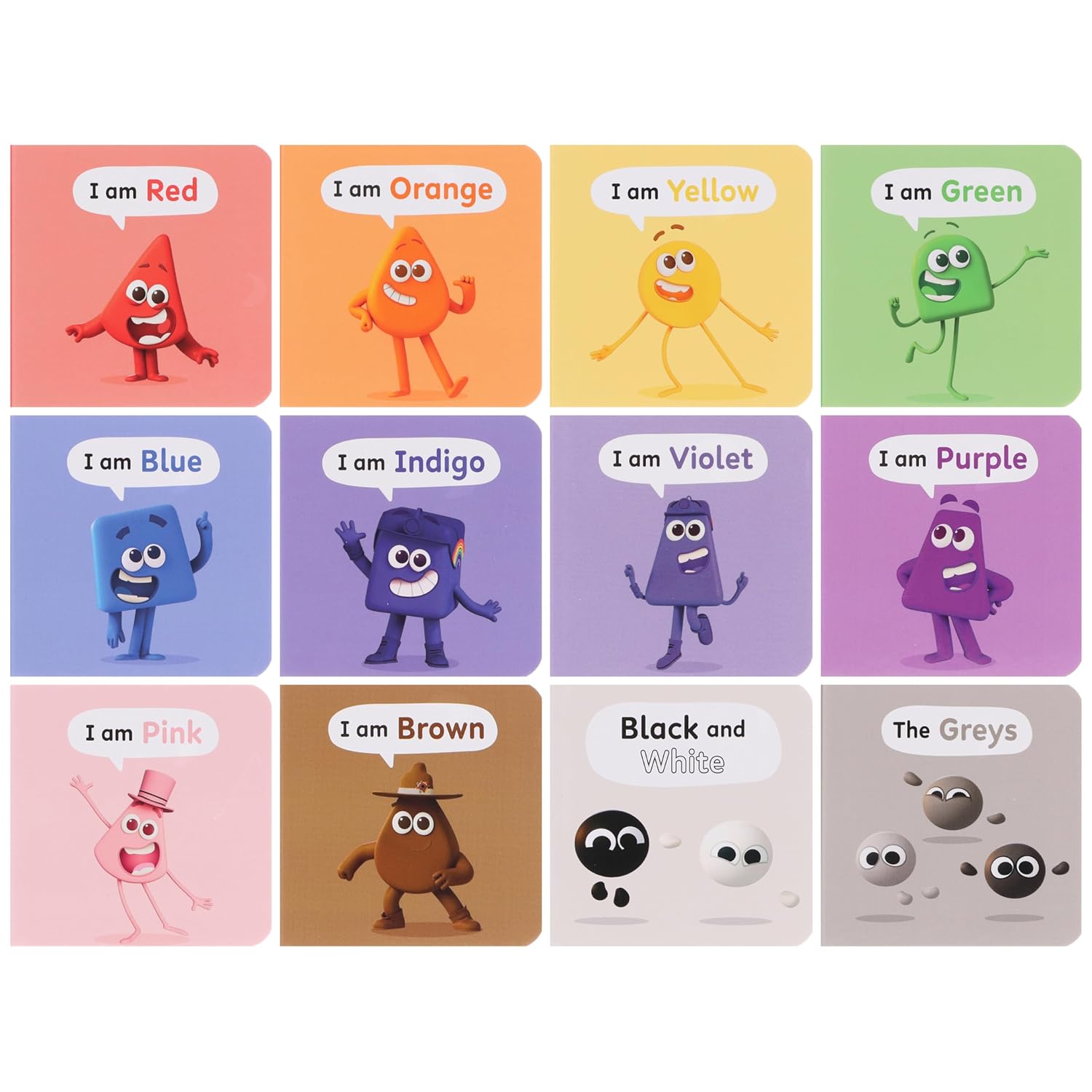 A Case of Colourblocks 12 Mini Books Collection Boxset (I am Red, I am Blue, I am Yellow, I am Green, I am Orange, I am Purple, I am Pink, I am Brown, Black and White, I am Indigo, I am Violet and Grey)