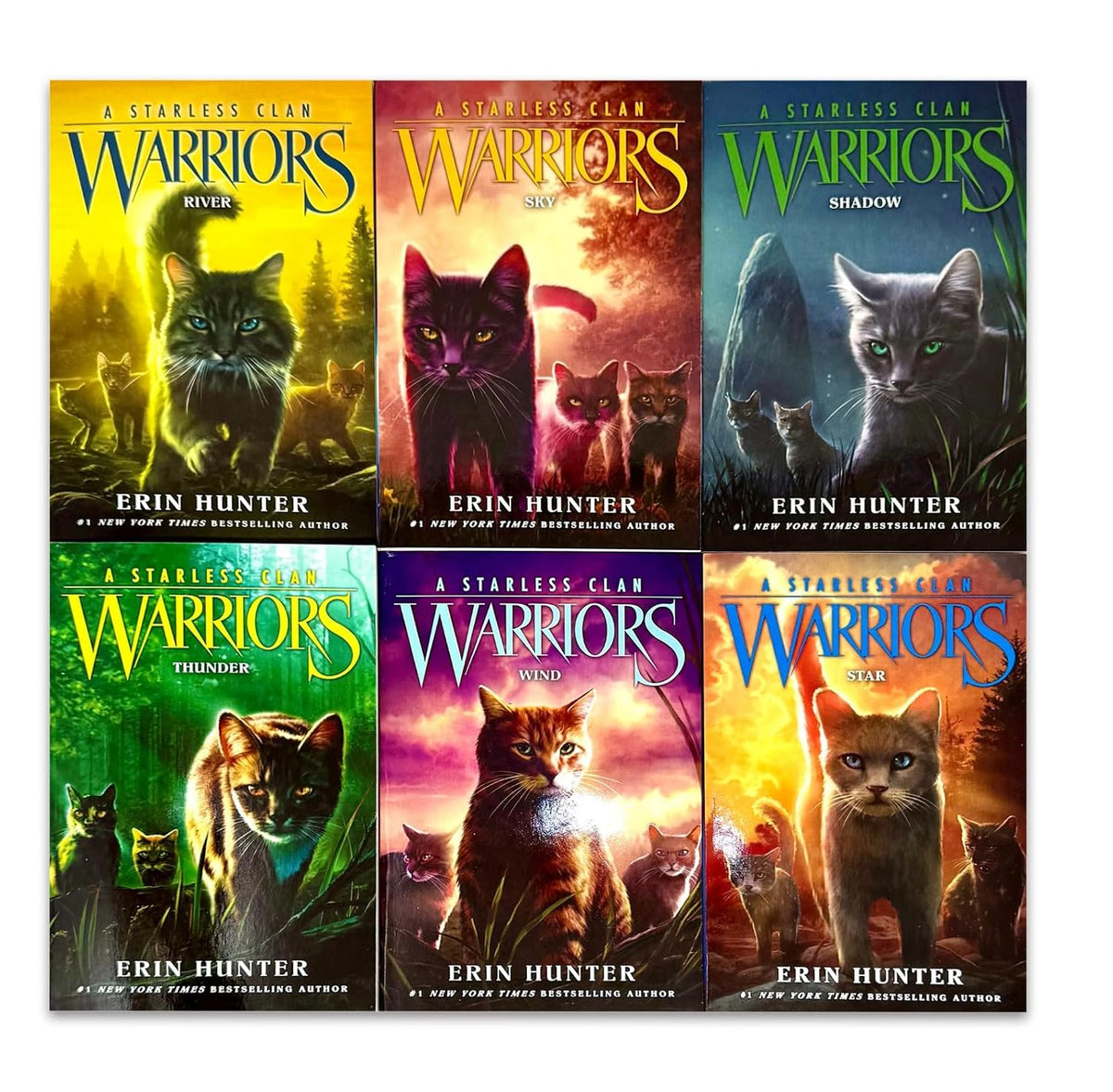 Warrior Cats Series 8 – A Starless Clan 6 Books Collection Set by Erin Hunter | River, Sky, Shadow, Thunder, Wind & Star | Children's Fantasy Adventure Series