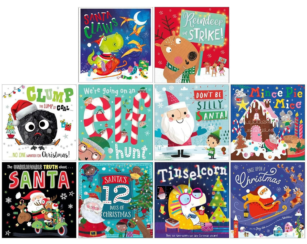 Christmas Story Books 10 Books Collection Set for Kids – Festive Bedtime Stories, Colourful Illustrated Children's Books, Christmas Reading Gift Set in Ziplock Bag