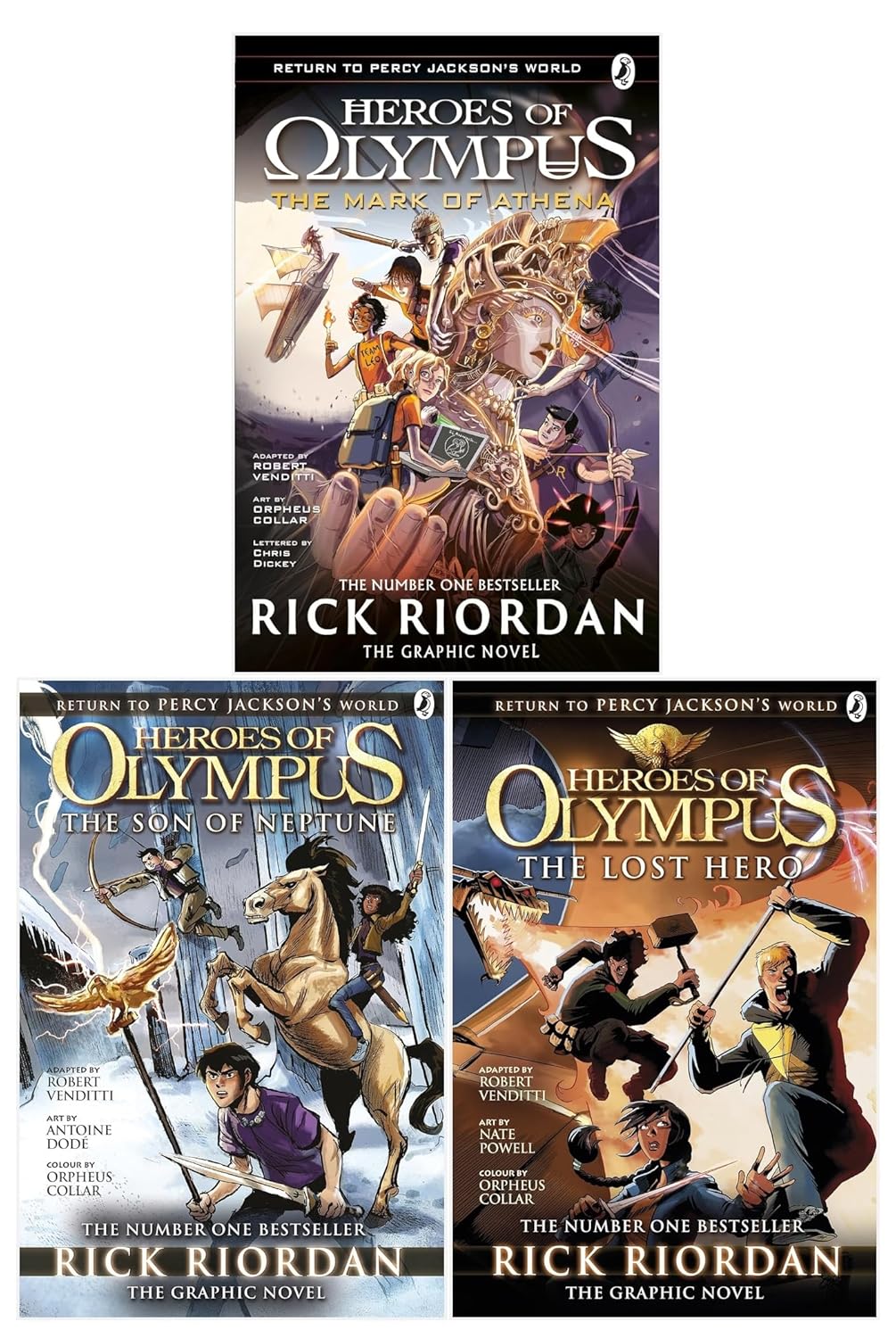 Heroes of Olympus Graphic Novels– 3-Book Collection by Rick Riordan| Greek Mythology,& Fantasy (The Lost Hero, The Son of Neptune, The Mark of Athena)