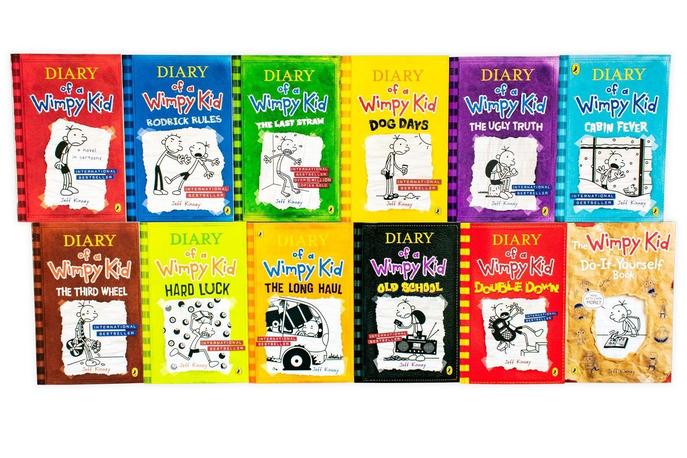 Diary of a Wimpy Kid 12-Book Set by Jeff Kinney | Includes Rodrick Rules, Dog Days, The Long Haul & More | Fun Humor Fiction for Kids & Young Readers