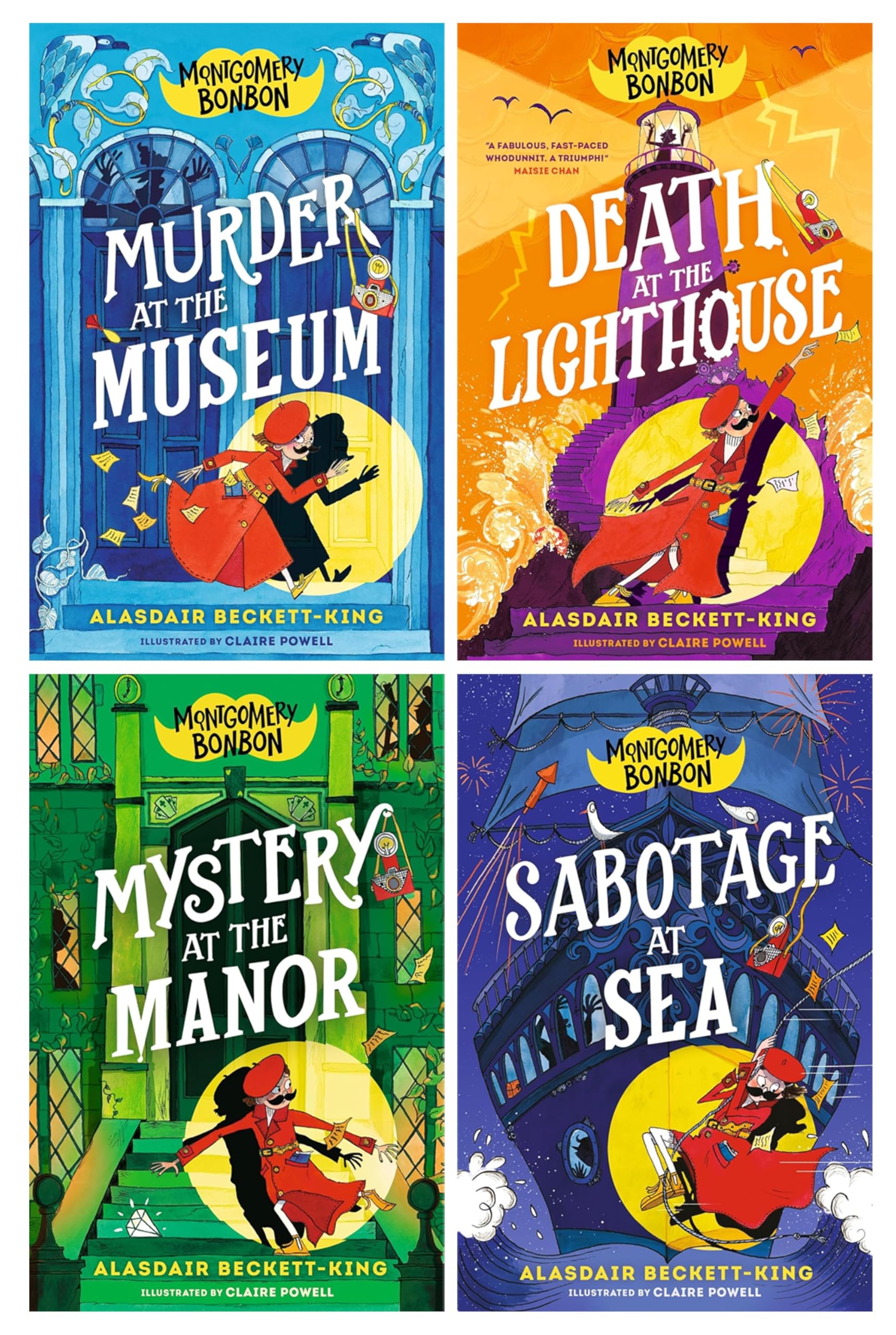Montgomery Bonbon Series 4 Books Collection Set By Alasdair Beckett-King (Sabotage at Sea, Murder at the Museum, Death at the Lighthouse and Mystery at the Manor)