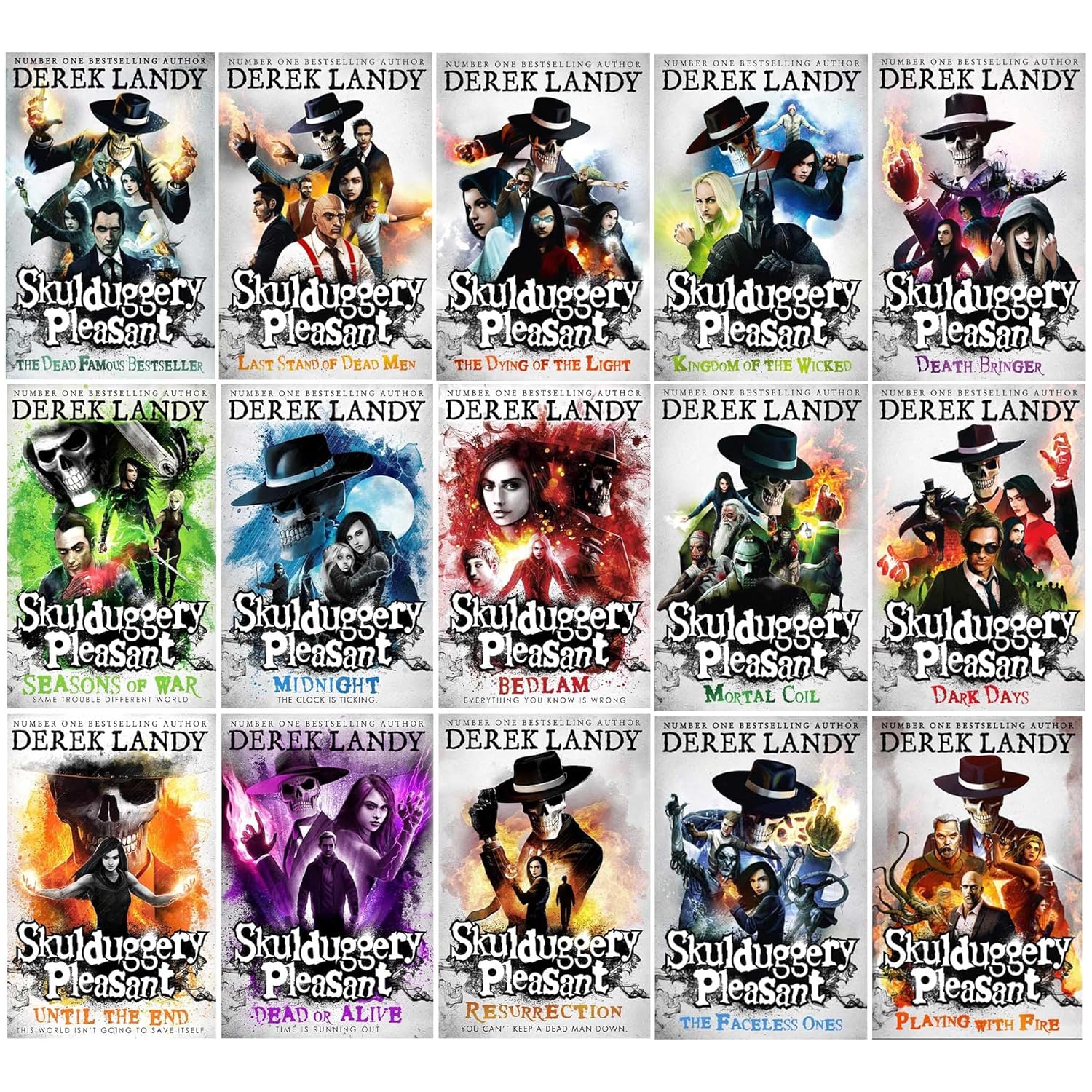 Skulduggery Pleasant Series 15 Books Collection Set By Derek Landy(Skulduggery Pleasant, Playing with Fire, Mortal Coil, Dark Days, The Faceless Ones & More!)