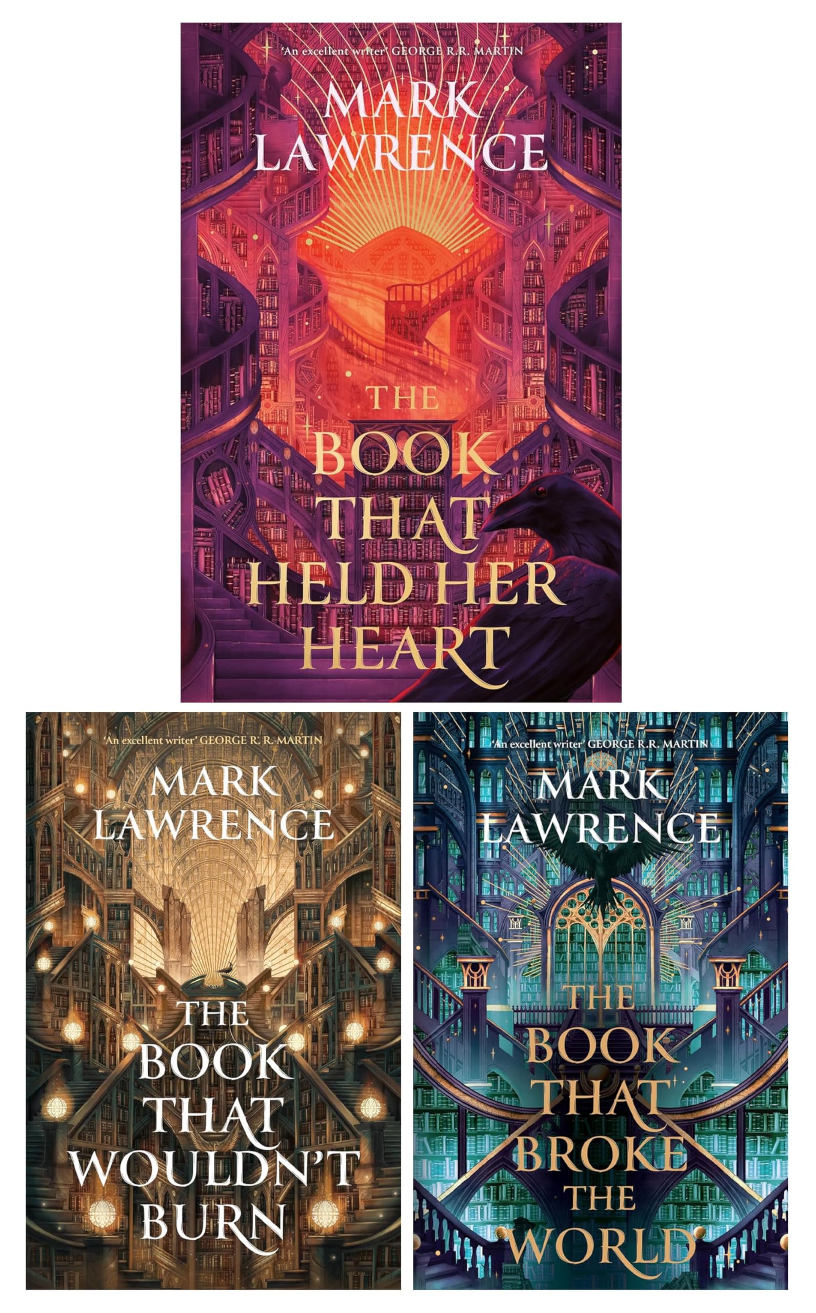 The Library Trilogy by Mark Lawrence 3 Books Collection Set (The Book That Held Her Heart, The Book That Broke the World and The Book That Wouldn't Burn)
