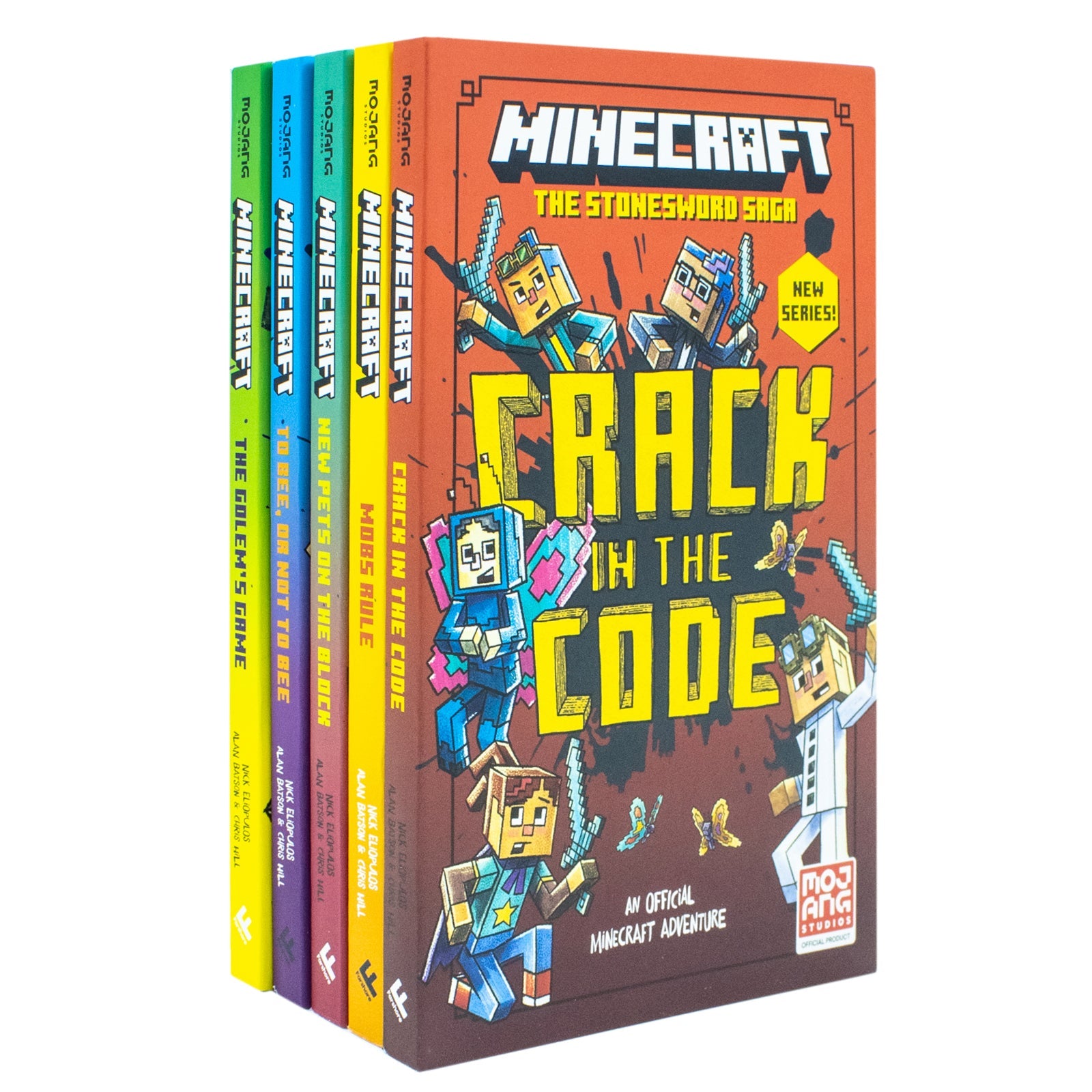 Minecraft Stonesword Saga Series 5 Books Collection Set | Crack in the Code!, Mobs Rule!,New Pets On The Block,To Bee Or Not to Bee!,The Golem’s Game