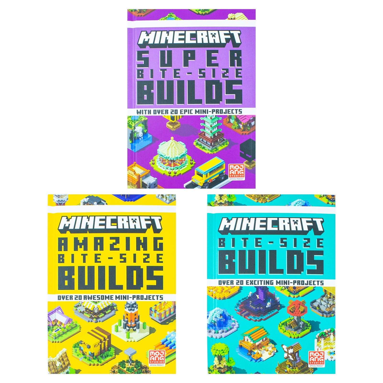Minecraft Bite Size Builds Slipcase 3 Books Set The official collection of illustrated mini projects with over 60 fun builds: great for gamers of all ages and abilities