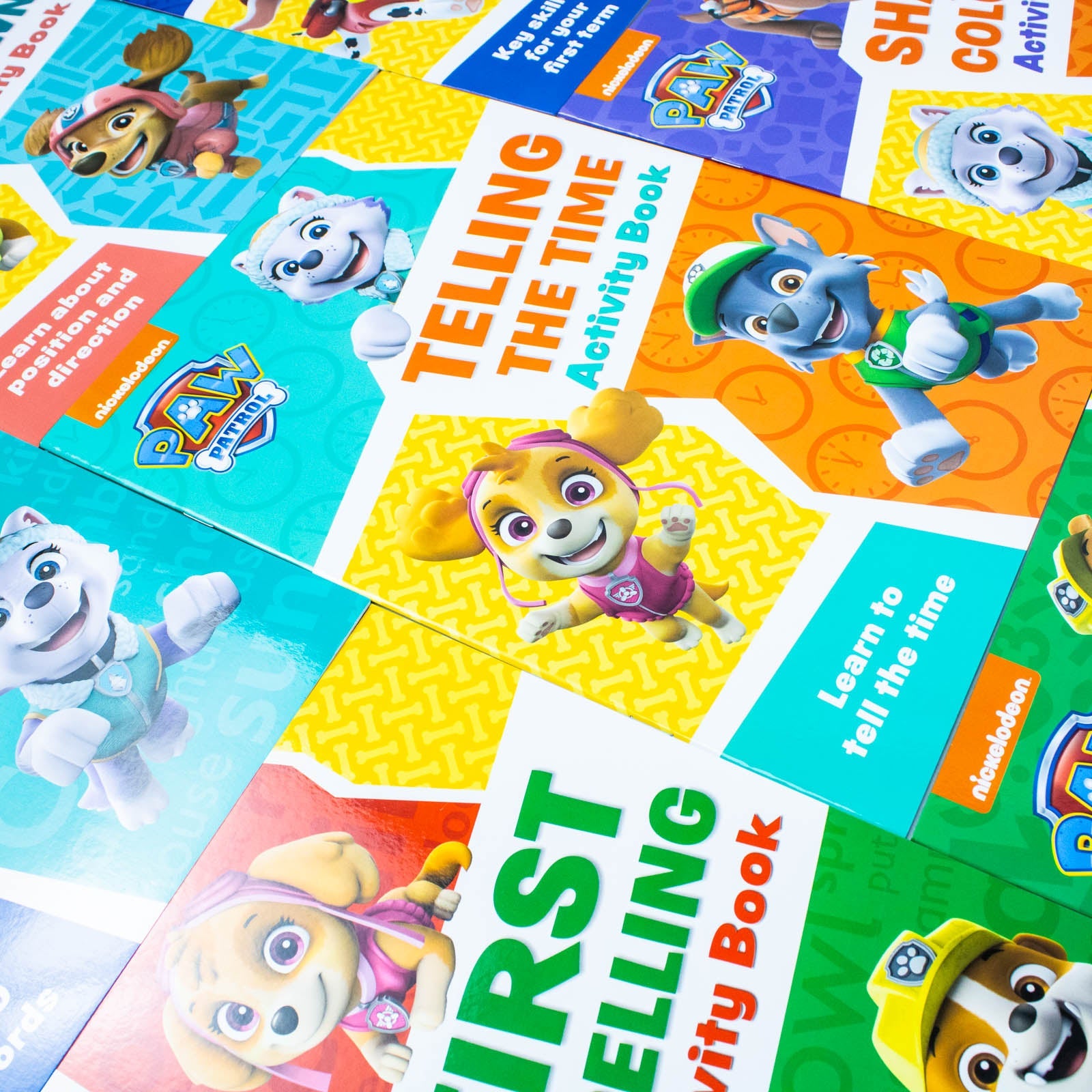 Paw Patrol Get Set for School – 12 Educational Activity Book Set for Kids | Phonics, Writing, Numbers, Spelling, Telling Time & Early Learning Fun