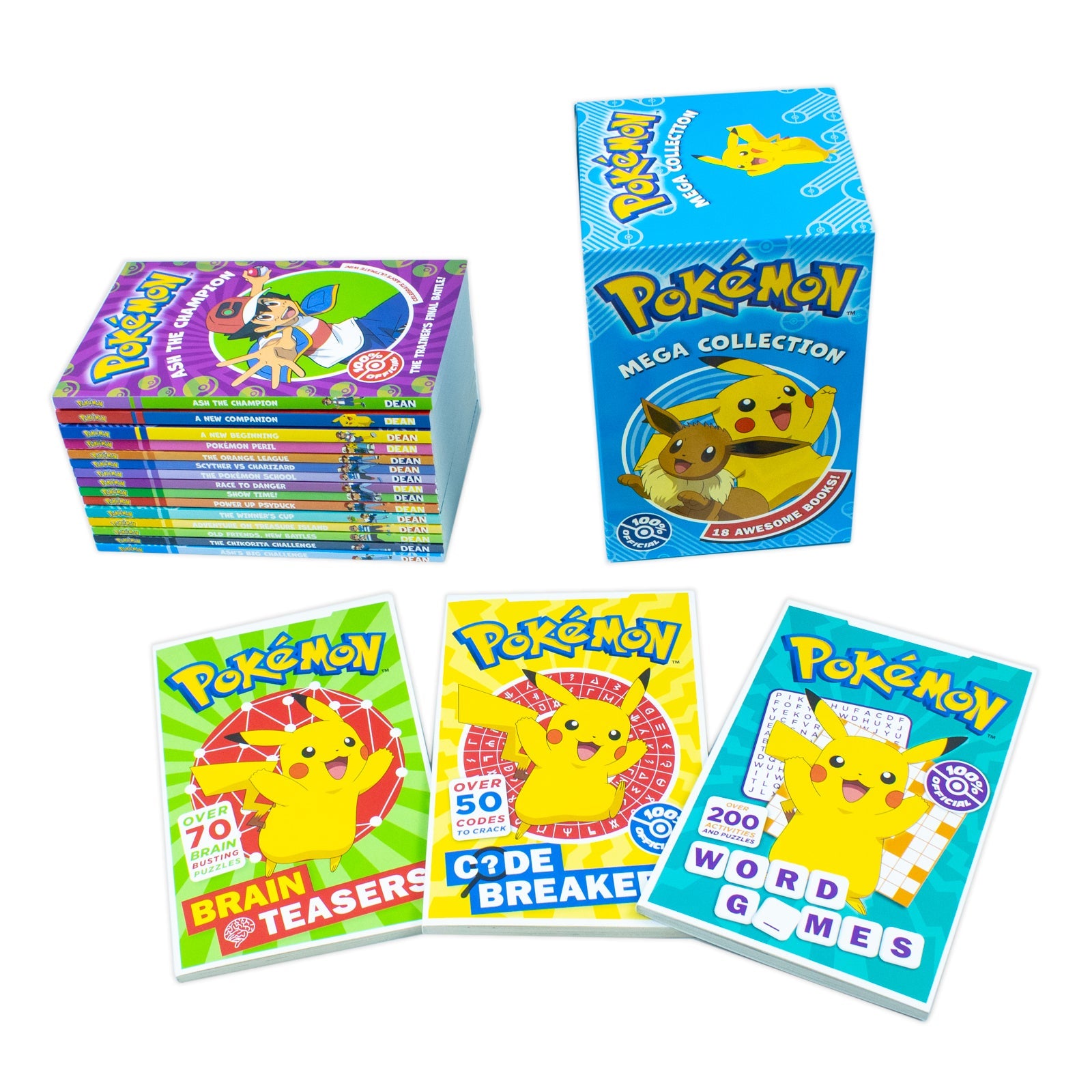 Discover the Pokemon Mega Collection 18 Books Box Set, a thrilling adventure for young readers aged 8+ years in a stunning box set format