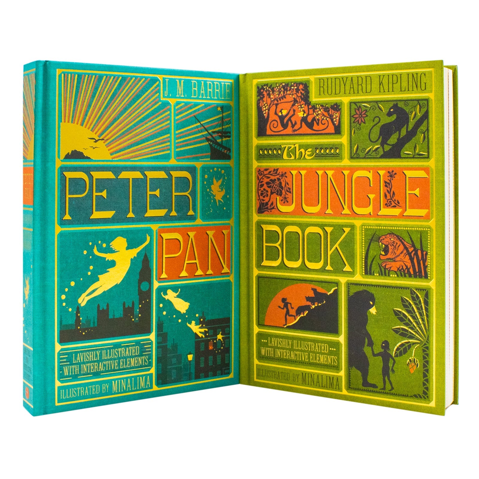 Peter Pan and The Jungle Book - Minalima Edition 2 Books Collection Set | Illustrated with Interactive Elements