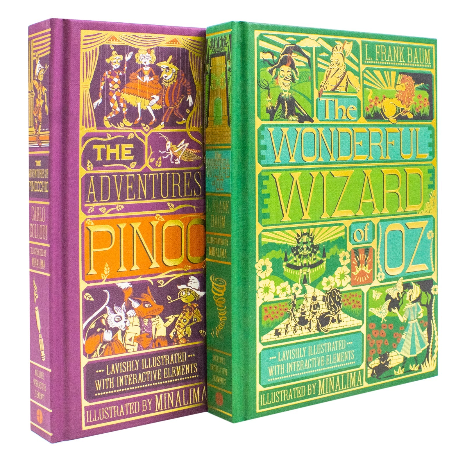 The Wonderful Wizard of Oz and The Adventures of Pinocchio - Minalima Edition 2 Books Collection Set | Illustrated with Interactive Elements