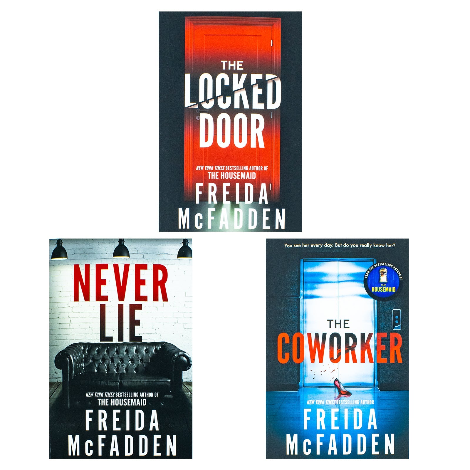 Freida McFadden Collection 3 Books Set (Never Lie, The Locked Door and The Coworker)
