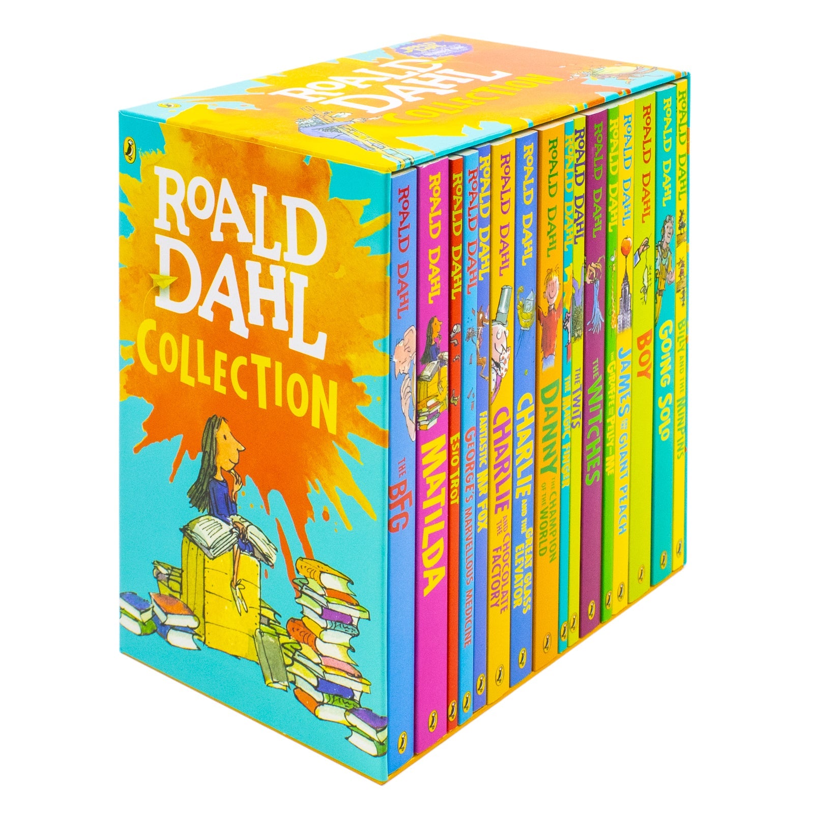 Roald Dahl Collection 16 Book Set – BFG, Matilda, Witches, Twits – Classic Children's Fiction, Kids Adventure Book Age 8+, Bedtime & Fun Reading