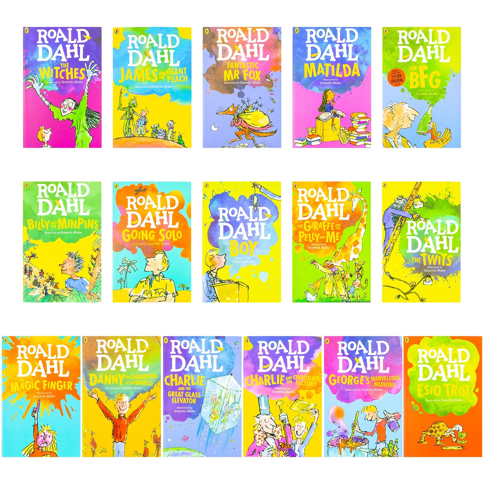 Roald Dahl Collection 16 Book Set – BFG, Matilda, Witches, Twits – Classic Children's Fiction, Kids Adventure Book Age 8+, Bedtime & Fun Reading