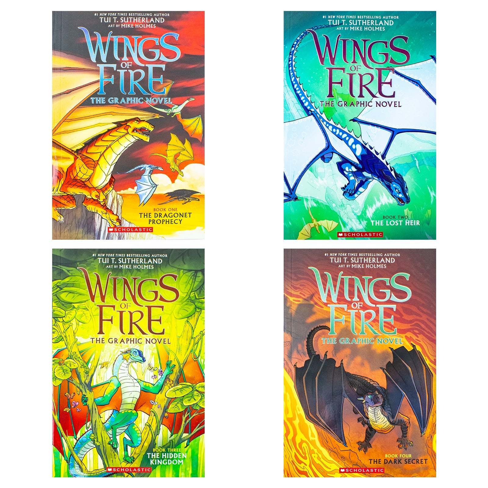Wings of Fire Graphic Novel Box Set – 4 Fantasy Books by Tui T. Sutherland for Kids & Young Readers, Full of Dragons, Fun & Middle Grade Reading