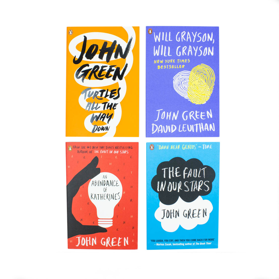 John Green 4 Book Set (The Fault in our Stars,An Abundance of Katherines,Will Grayson Will Grayson,Turtles All The Way Down)