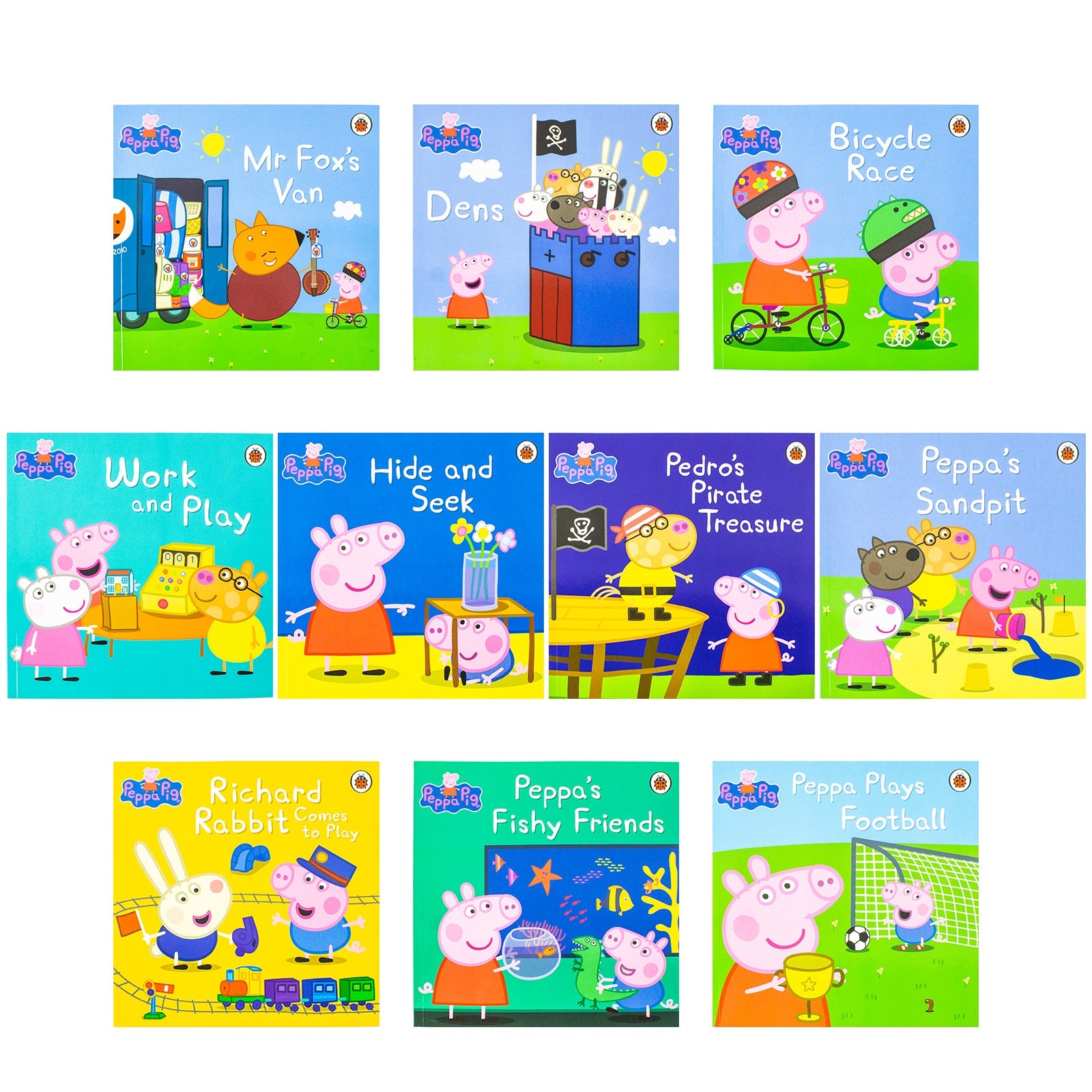 Peppa's Fun With Friends 10 Book Storybook Collection Set (Bicycle Race, Dens, Hide And Seek And More )