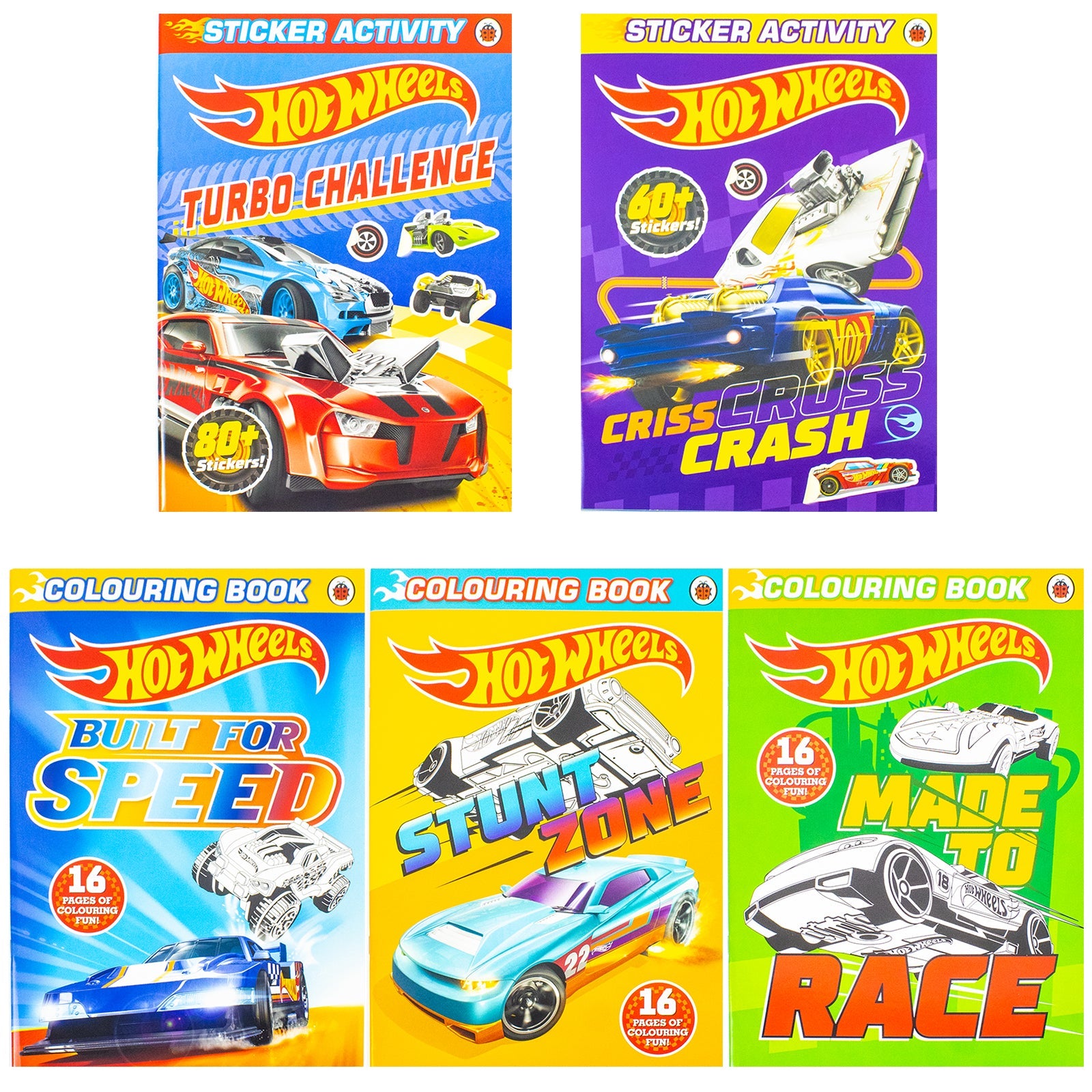 Hot Wheels Sticker Activity 5 Book Collection Set (Turbo Challenge, Criss Cross Crash, Built For Speed, Stunt Zone, Made To Race) | Paperback