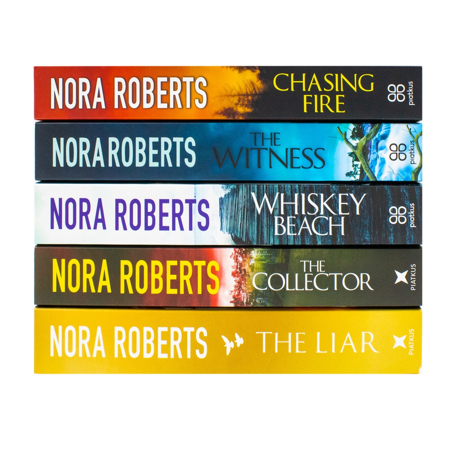 Nora Robert 5 Book Collection Set (Chasing Fire,The Collector,The Witness,Whiskey Beach,The Liar)